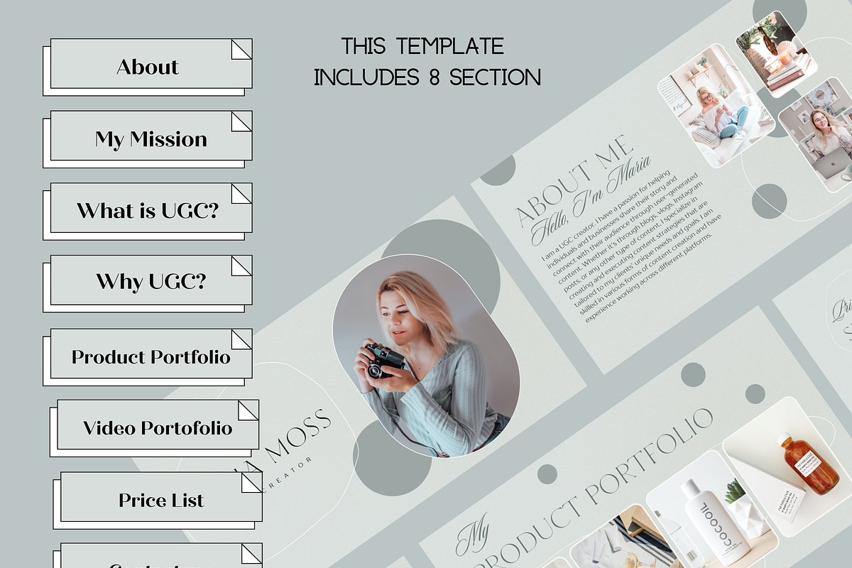 UGC Portfolio Website Canva Template, a Landing Page Template by Wixify Studio (Photo 4 of 8)