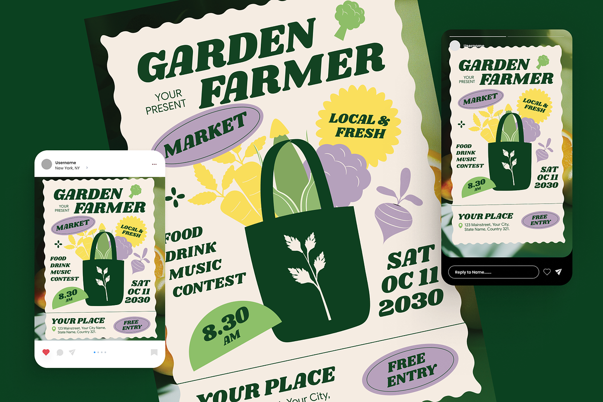 Garden Farmers Market Flyer Set, a Flyer Template by Annora Studio (Photo 2 of 6)