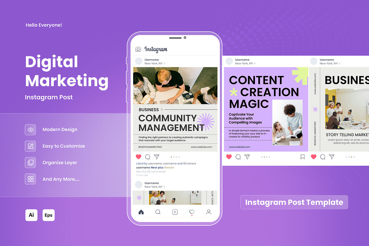 Digital Marketing Instagram Post, a Social Media Template by SquidPixey (Photo 1 of 6)