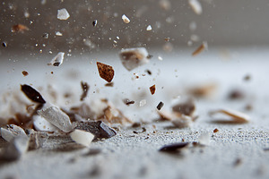 Crushed minerals scatter on a surface in a moment of vibrant movement, a Photo by AlyaAnd