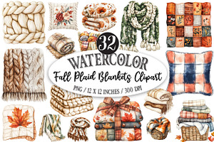 Fall Plaid Blankets Clipart