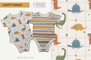 Happy Dinos Vector Patterns, a Pattern Graphic by Irina Ostapenko (Thumbnail 1 of 5)