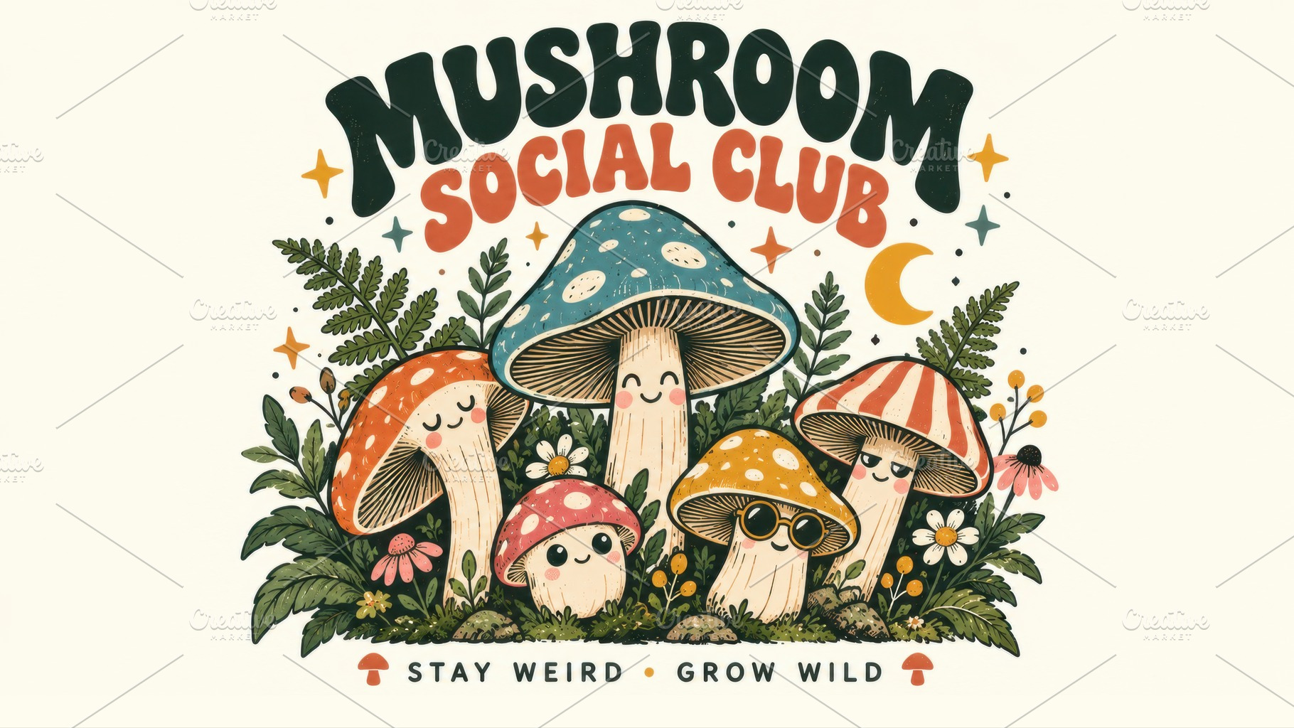 Mushroom club illustration shown, a Photo by Beautiful things
