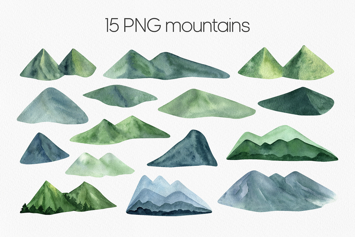 Green forest and mountain bundle PNG, an Illustration by Anntre (Photo 4 of 8)