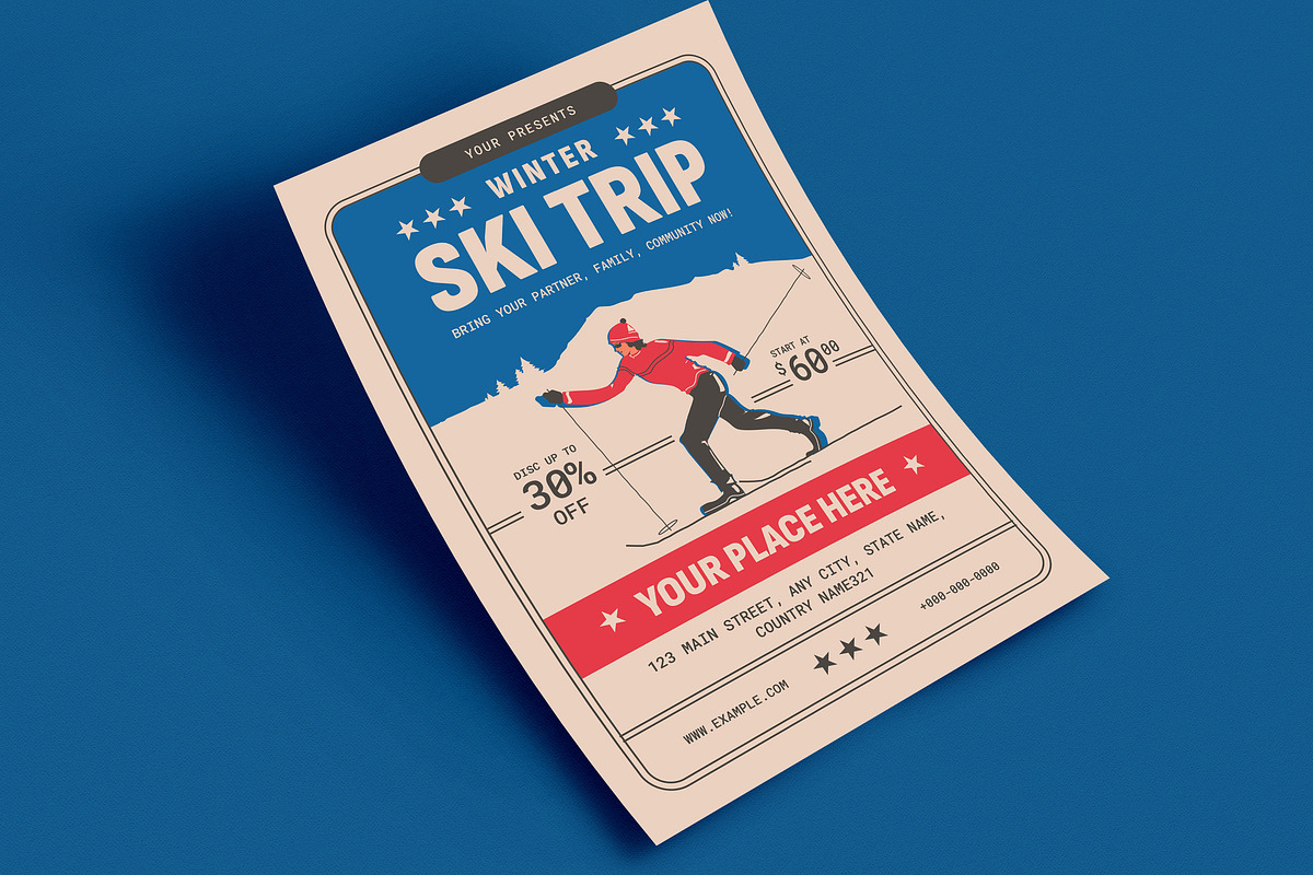Vintage Ski Trip Flyer, a Flyer Template by VectorVactory (Photo 2 of 3)