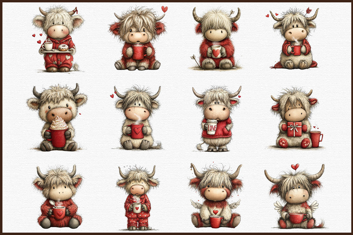 Valentine’s Day Highland Cow Coffee, an Illustration by Sublimation Artist (Photo 3 of 6)