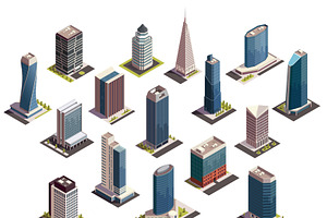 City Skyscrapers Isometric Set