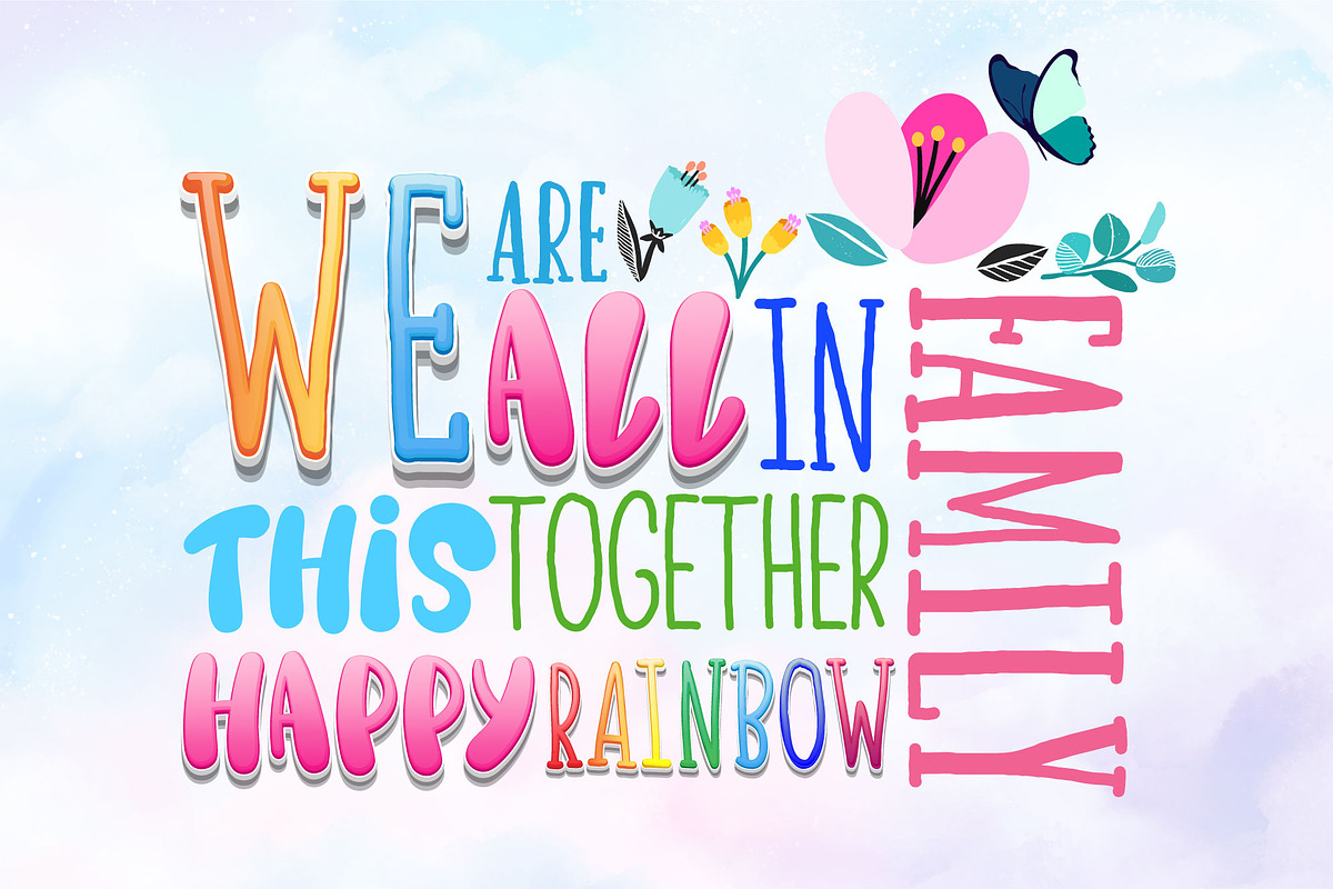 Happy Rainbow Family Font, a Handwritten Font by Nobu Collections (Photo 3 of 11)