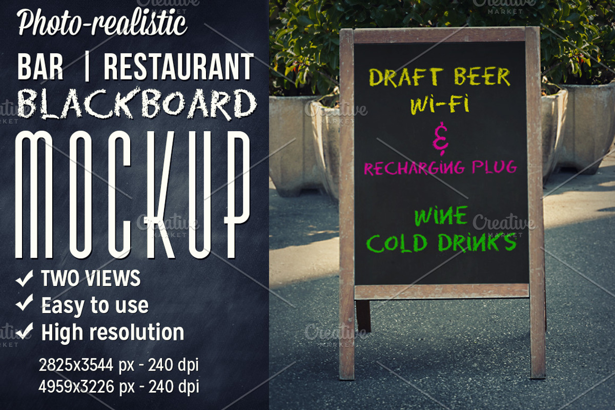 Bar outdoor blackboard mockup, an Advertising Mockup by Illusiongraphic (Photo 1 of 5)