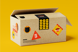 Sticker Take Away Box Mockup