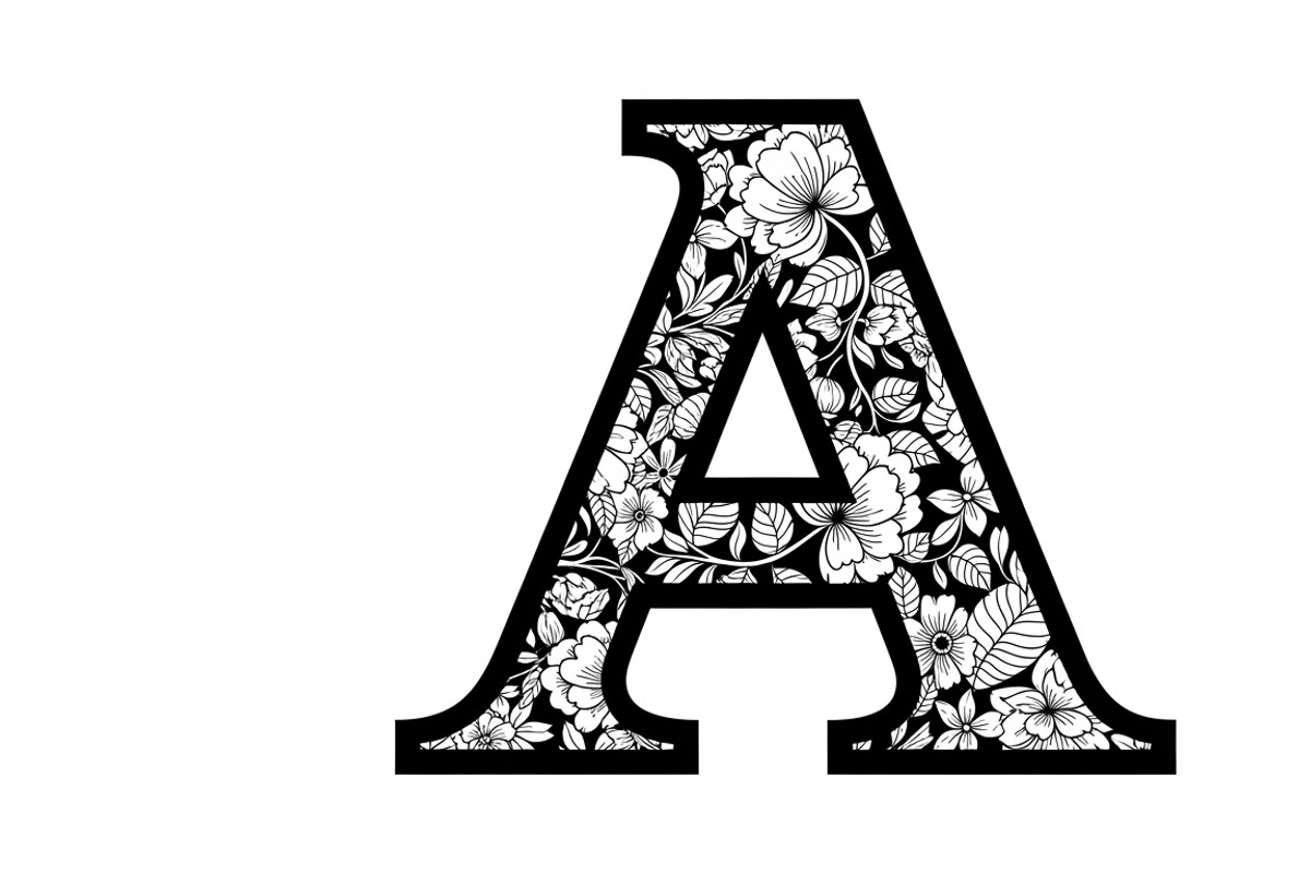 Beautiful flower alphabet set floral, an Illustration by Amazin_art (Photo 3 of 31)