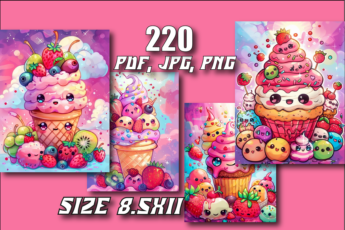 Cute Kawaii Food Coloring Book, an Animal Illustration by Printable Design Store (Photo 2 of 7)