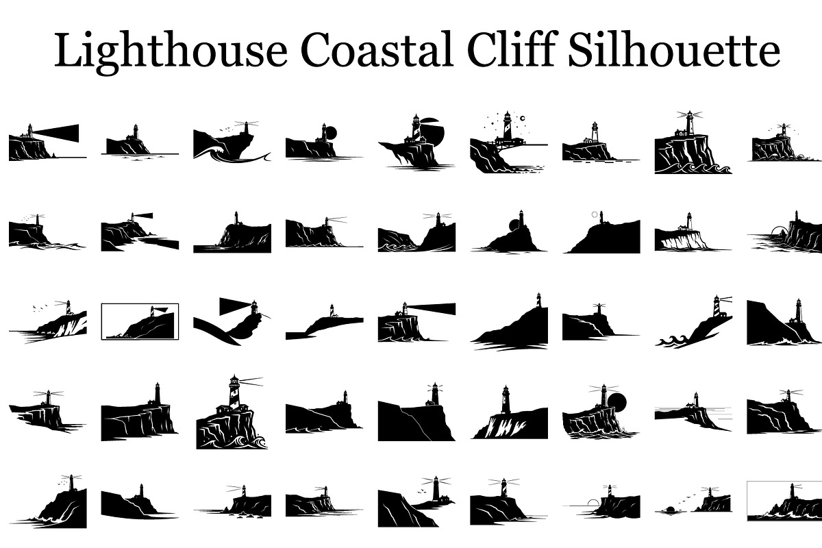 Lighthouse Coastal Cliff Silhouette, a Graphic by hafijul (Photo 1 of 15)