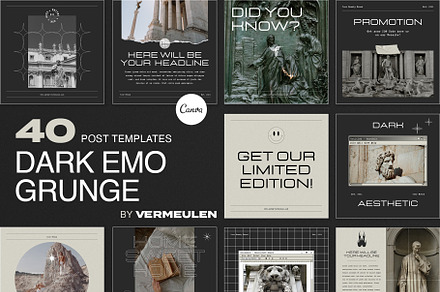 Instagram Social Media CANVA Grunge, a Social Media Template by Vermeulen Design Studio