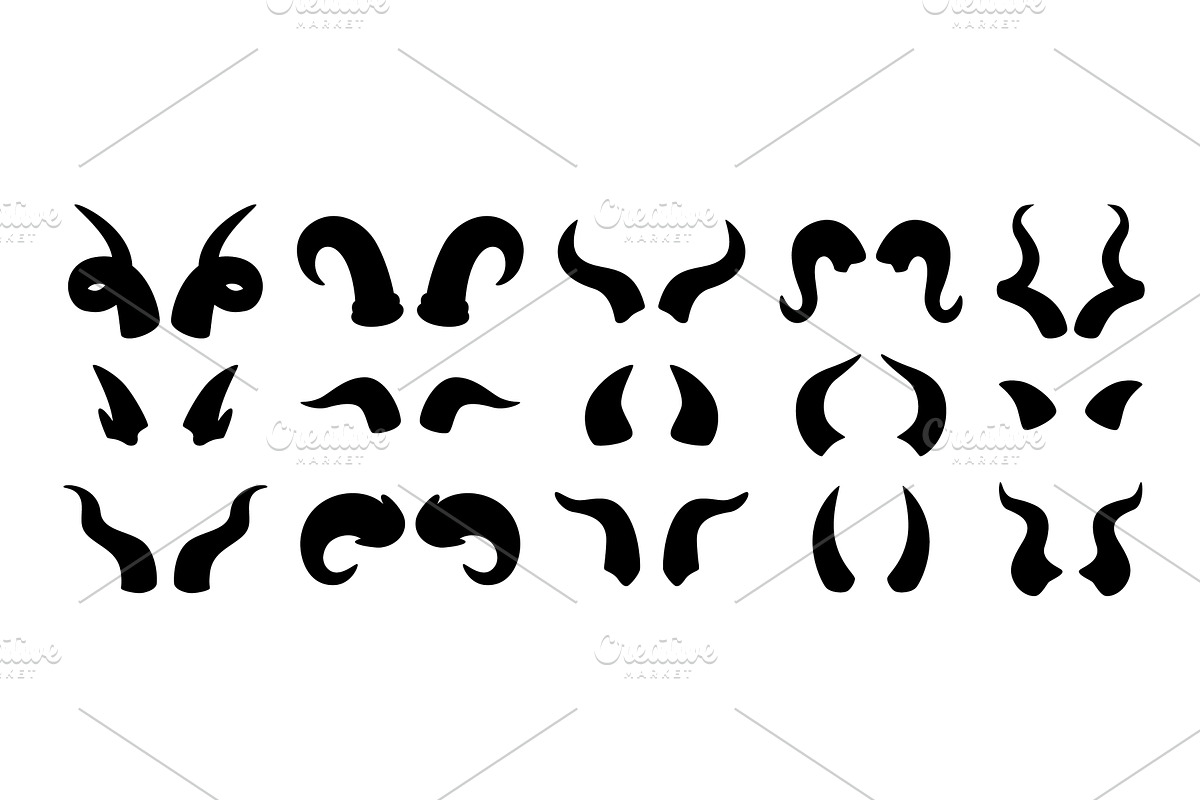 Devil horns silhouettes. Demon horn, an Illustration by winwin.art