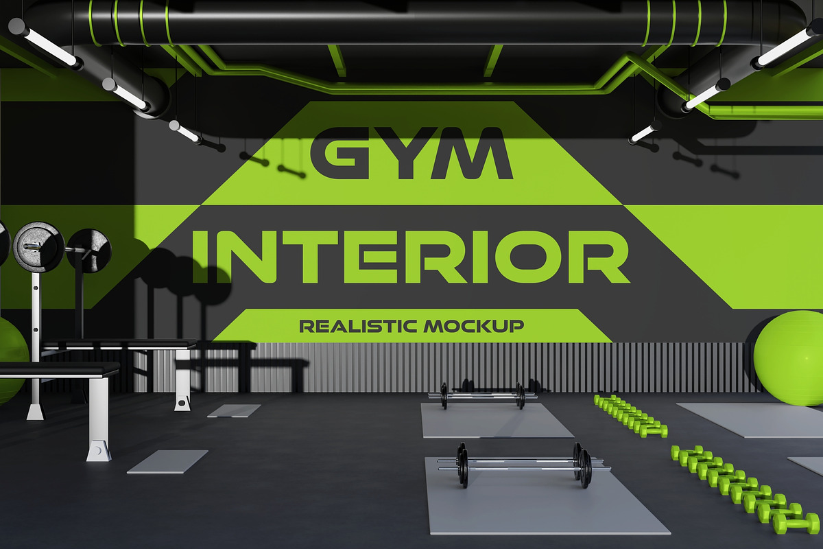 Gym Interior Mockup, an Advertising Mockup by baim_std (Photo 2 of 2)