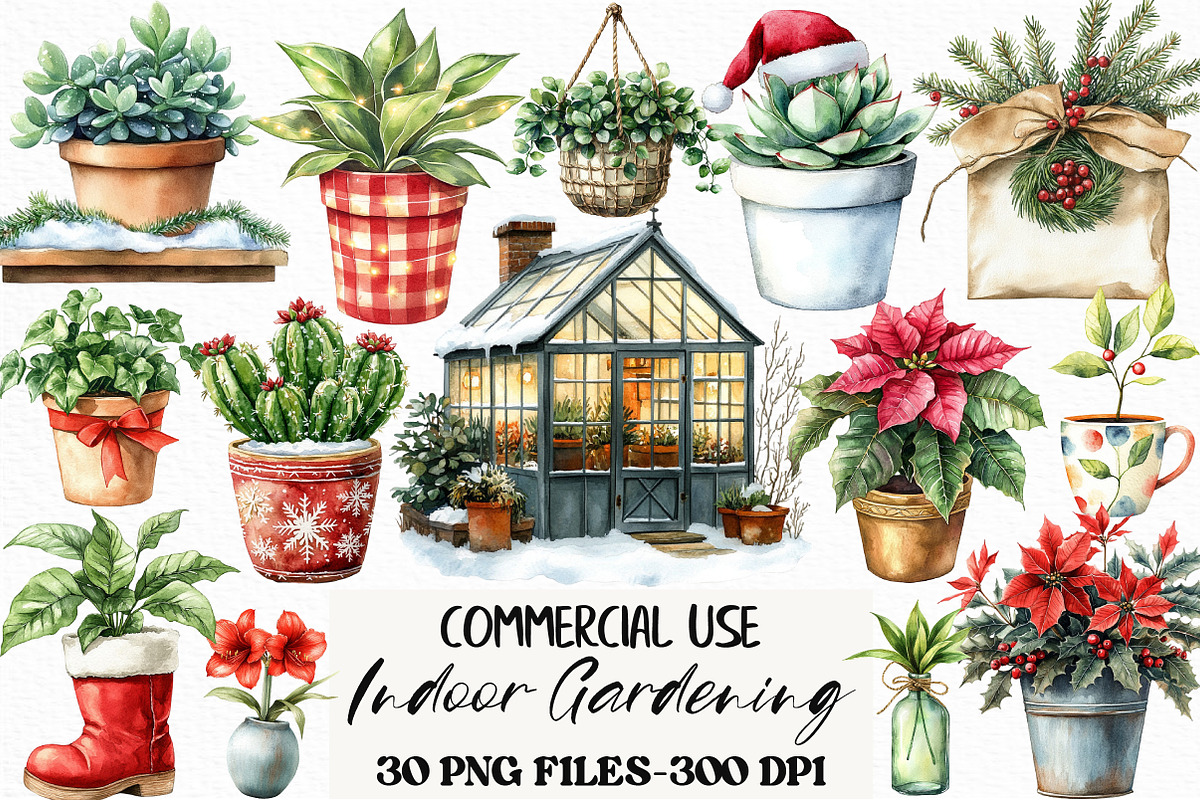 Christmas Indoor Gardening Clipart, an Illustration by Craft Nest (Photo 1 of 6)