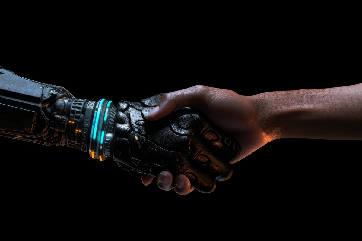 Robot and human handshake. 25 images, a Technology Illustration by Handmadefont (Photo 3 of 10)