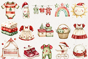 Baby’s 1st Christmas Festive Clipart, an Illustration by NadiaTheronArt (Thumbnail 2 of 4)