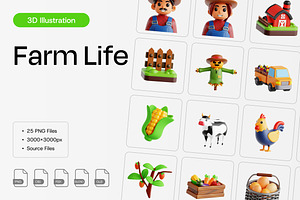 Farm Life 3D Icon Set, an Object 3D Model by Eklip Studio