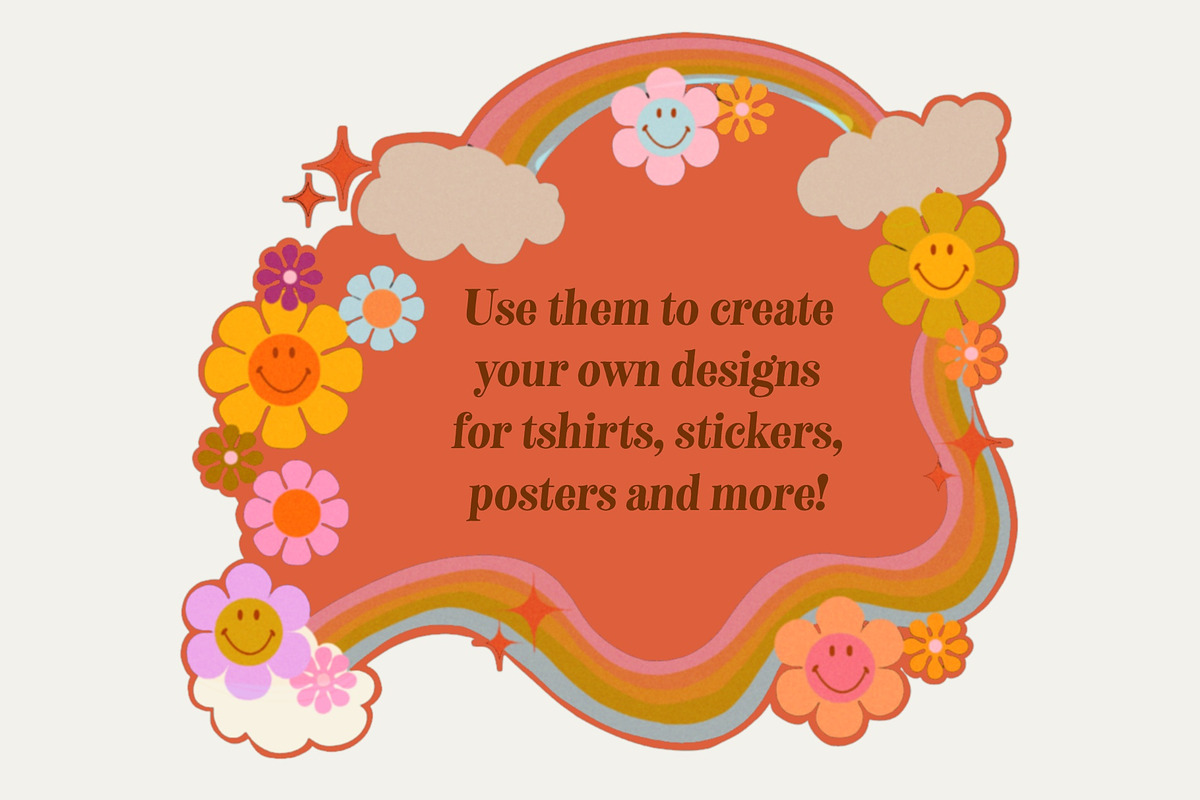 Retro Flowers Illustration Font, a Symbol Font by Dear Darling Design (Photo 12 of 13)