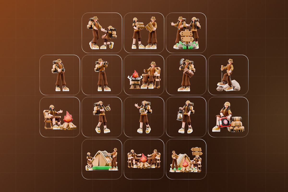 Camping Scenes 3D Character Pack, a Characters & Person 3D Model by Haps Space (Photo 4 of 4)