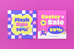 Blue Flat Design Easter Sale Banner