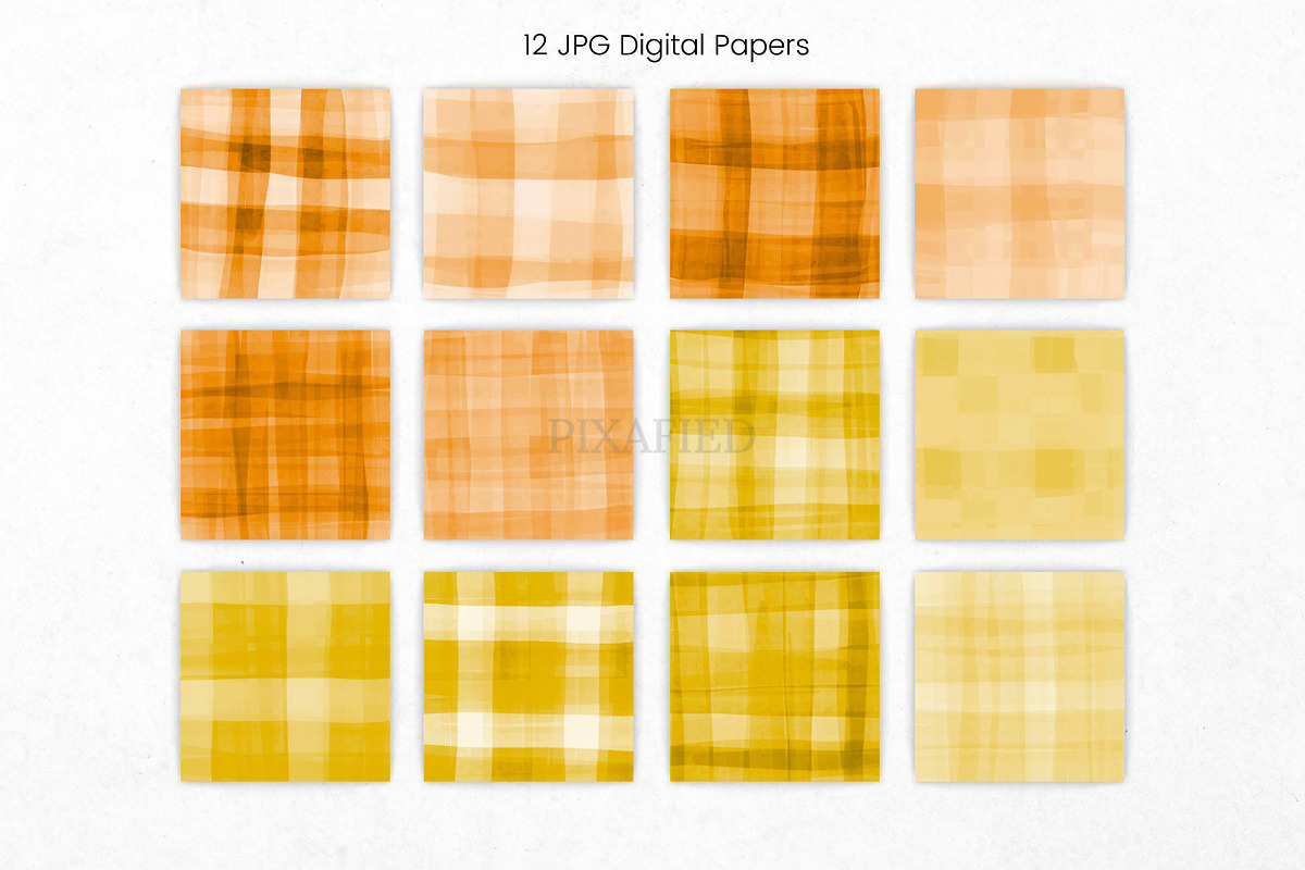 Orange and Yellow Watercolor Plaid, an Illustration by Pixafied (Photo 3 of 3)