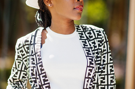Beautiful african american woman natural makeup wear fashion clo, a Beauty & Fashion Photo by AS photostudio