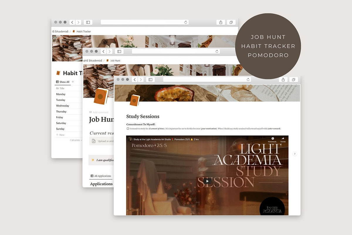 Notion Template Light Academia, a Templates & Theme by AestheticOrganizer (Photo 3 of 9)