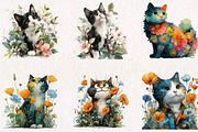 Floral Cat and Dog Clipart Bundle, a Seasonal Illustration by CreationArt (Thumbnail 2 of 7)