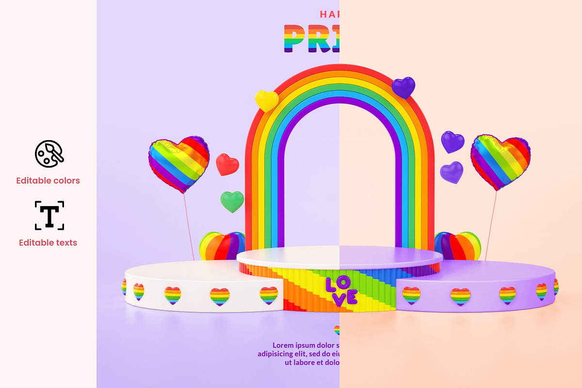 Happy Pride Festive Podiums, a Background Graphic by TandemStock (Photo 2 of 3)