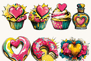Pop Art Valentine Clipart Set, a Seasonal Illustration by Design Scotch (Thumbnail 3 of 9)