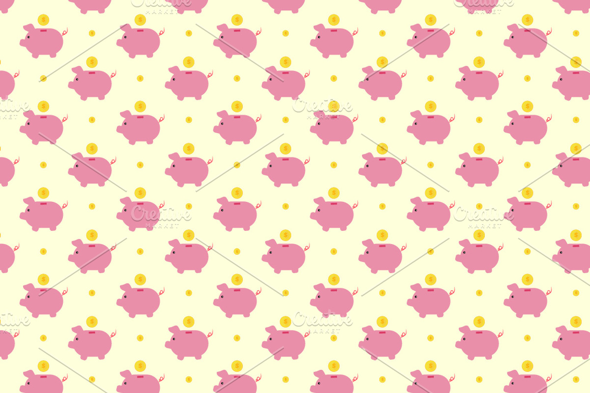 Piggy Bank Pattern, a Pattern Graphic by gina_art