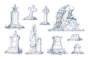Vintage tombstones and crosses set, an Object Illustration by Good Studio (Thumbnail 2 of 3)