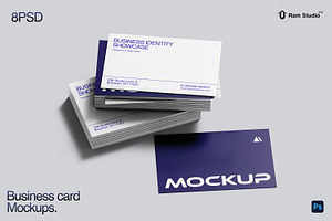 85x55mm Business Card Stack Mockup, a Pens & Pencil Mockup by RamStudio2
