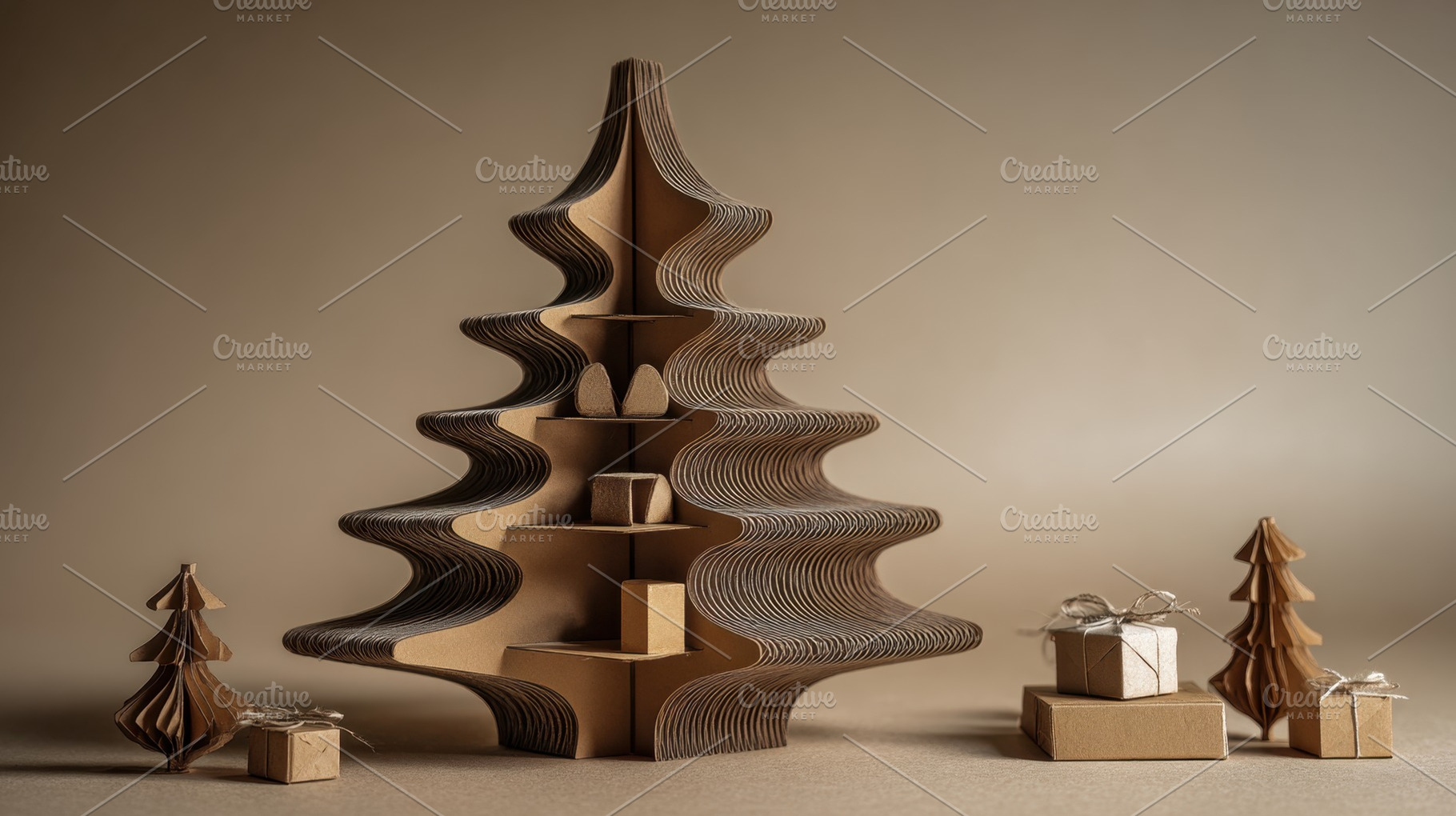 Cardboard Christmas tree display, a Photo by Beautiful things