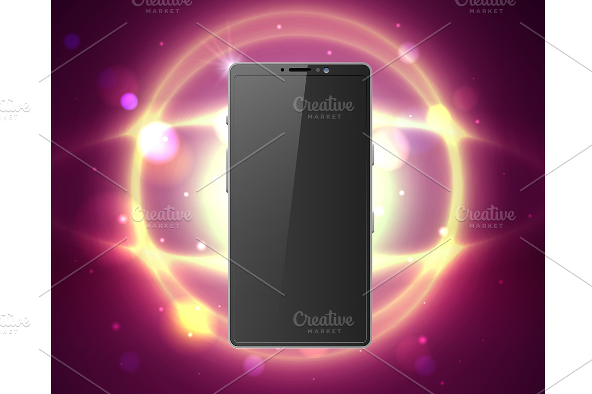 Realistic cell phone presentation on, a Technology Illustration by Vectorbuum