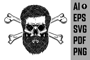 Bearded Skull With Crossbones.