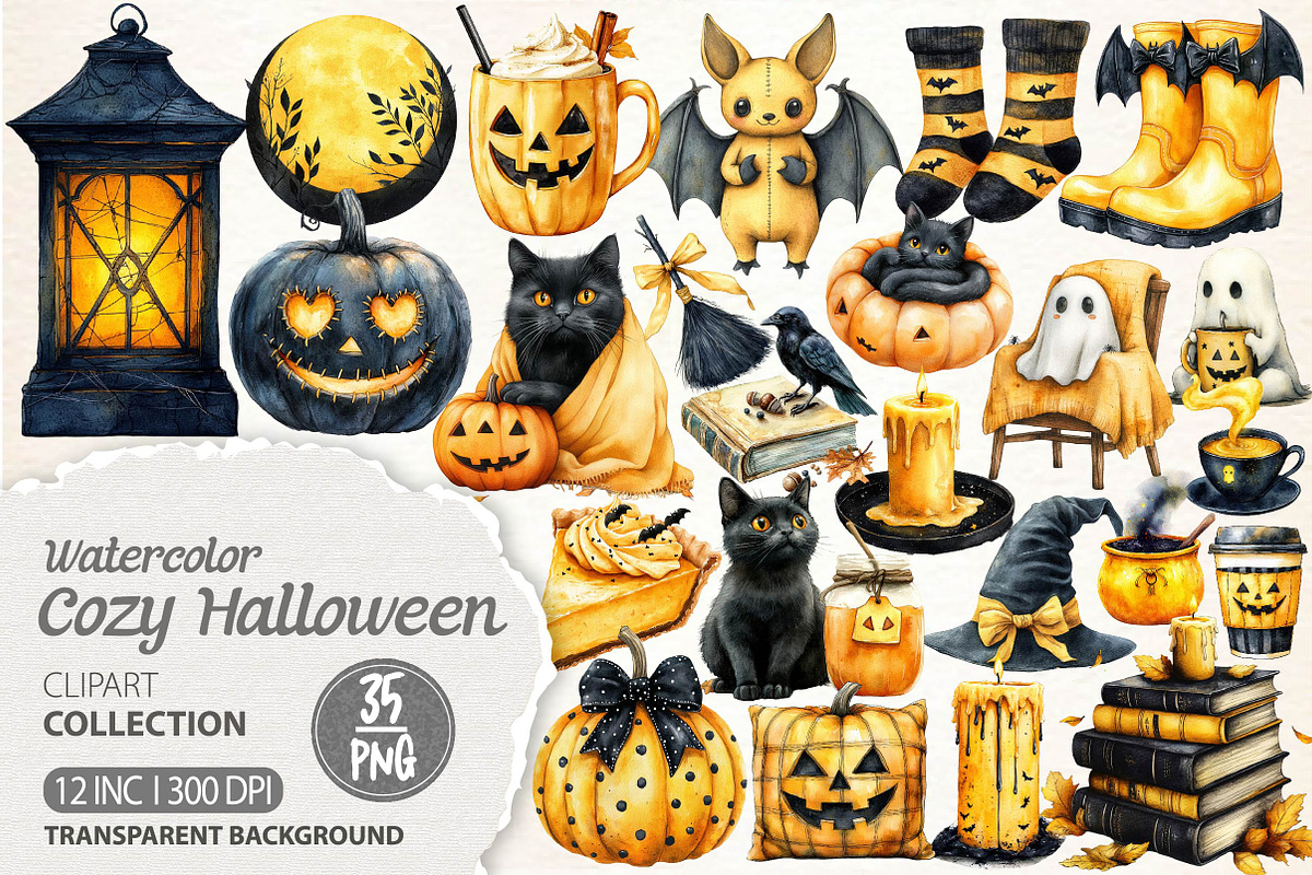 Cozy Halloween Sublimation Clipart, an Illustration by Dream Creation (Photo 1 of 7)