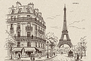 Parisian Streets Urban Sketch, a Background Graphic by Alara Studio (Thumbnail 4 of 9)