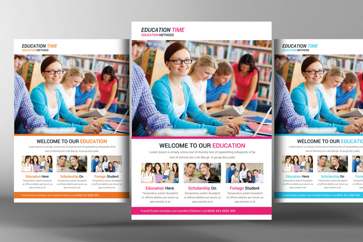 5 Education Flyers Bundle, a Flyer Template by graphicforest