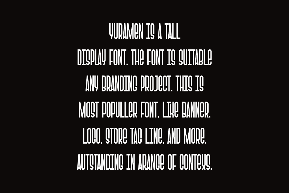 Yuramen - Tall Font, a Sans Serif Font by QR Design Studio (Photo 4 of 7)