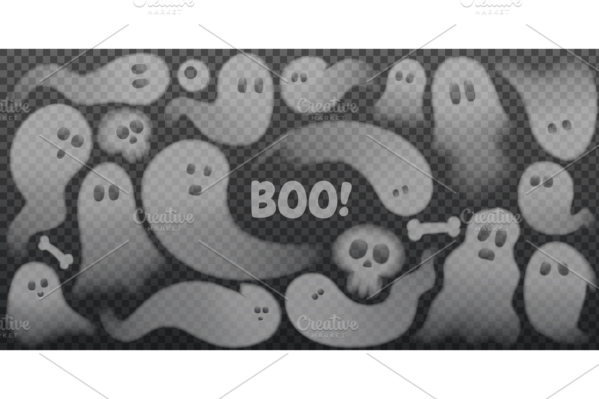 Cute ghosts on checkered background, a Texture Illustration by Andrey Yaroslavtsev