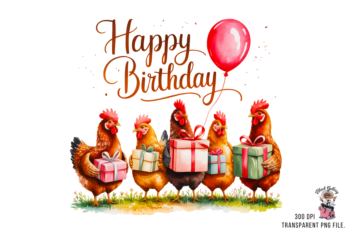 10 Funny Chicken Birthday PNG, a Graphic by Black Gallery (Photo 4 of 11)