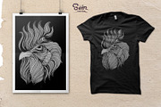 Rooster T-shirt design (Hand drawn), an Illustration by Soir Creative (Thumbnail 3 of 3)