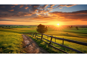 crops farm sunset ai generated, an Animal Photo by pikepicture