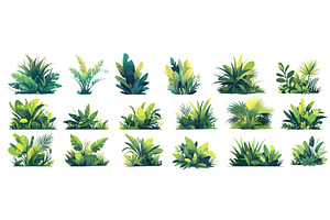 Jungle plants. Tropical leaves grass, an Object Illustration by Stock-Smart-Start