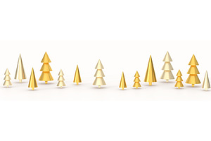 Christmas Golden Trees 3d Render