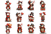Valentine Whimsical Snowman Clipart, an Illustration by Designking (Thumbnail 2 of 5)